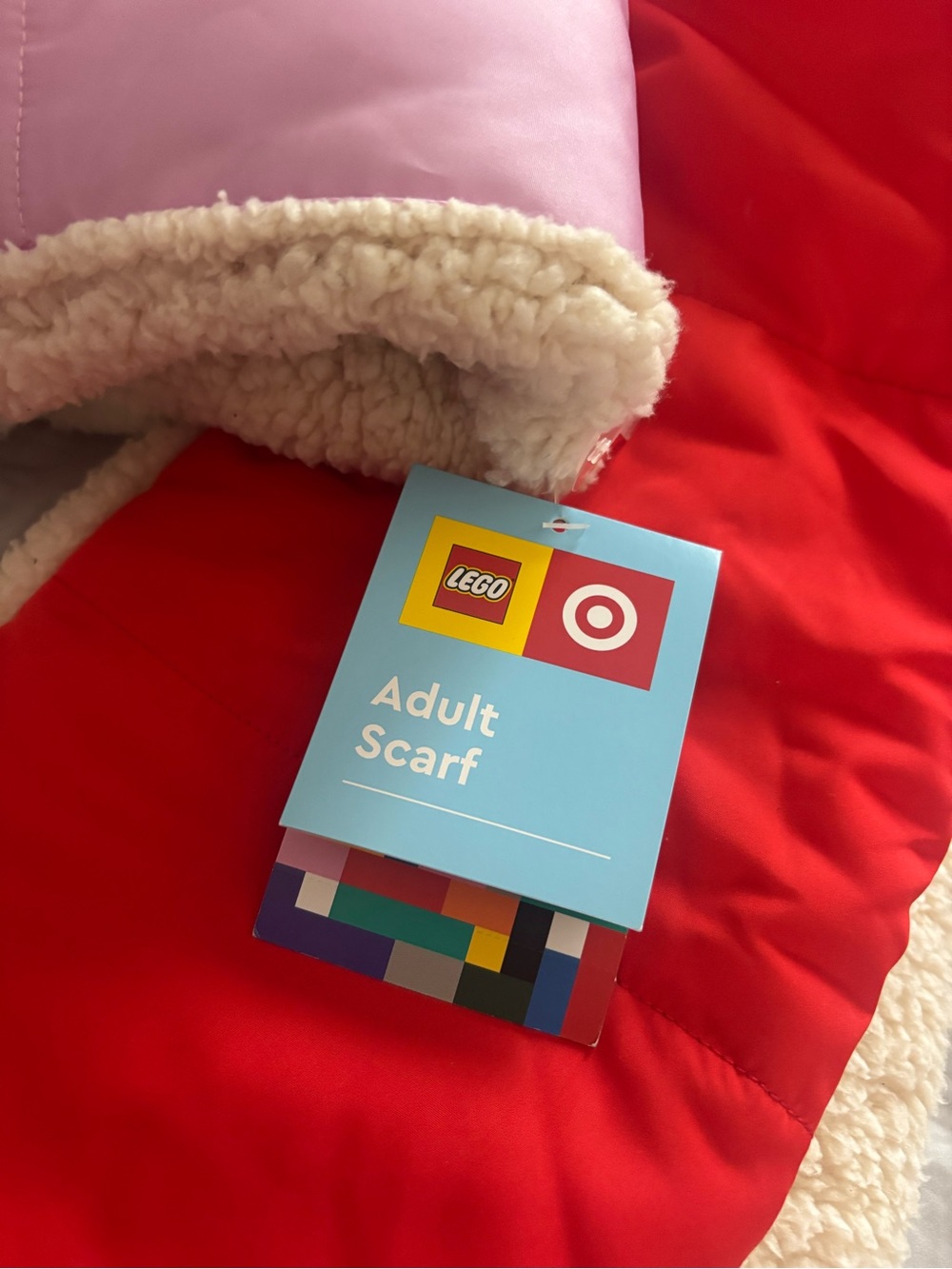 LEGO Quilted Sherpa-Lined Scarf - Red and Pink - Picture 3 of 6